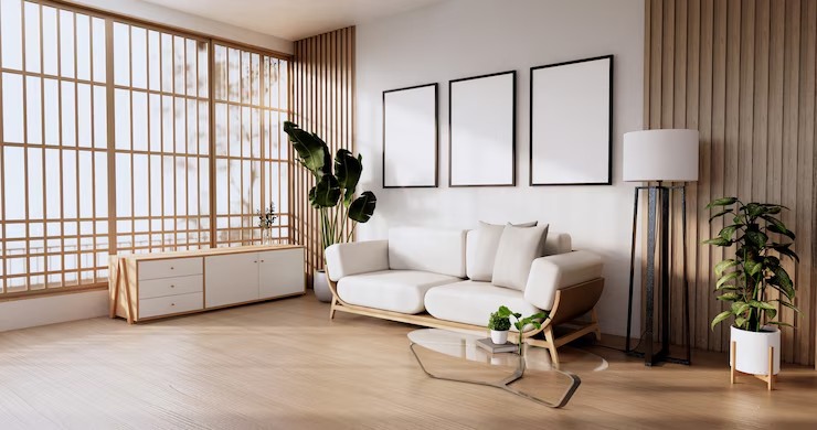 Sofa furniture and mockup modern room