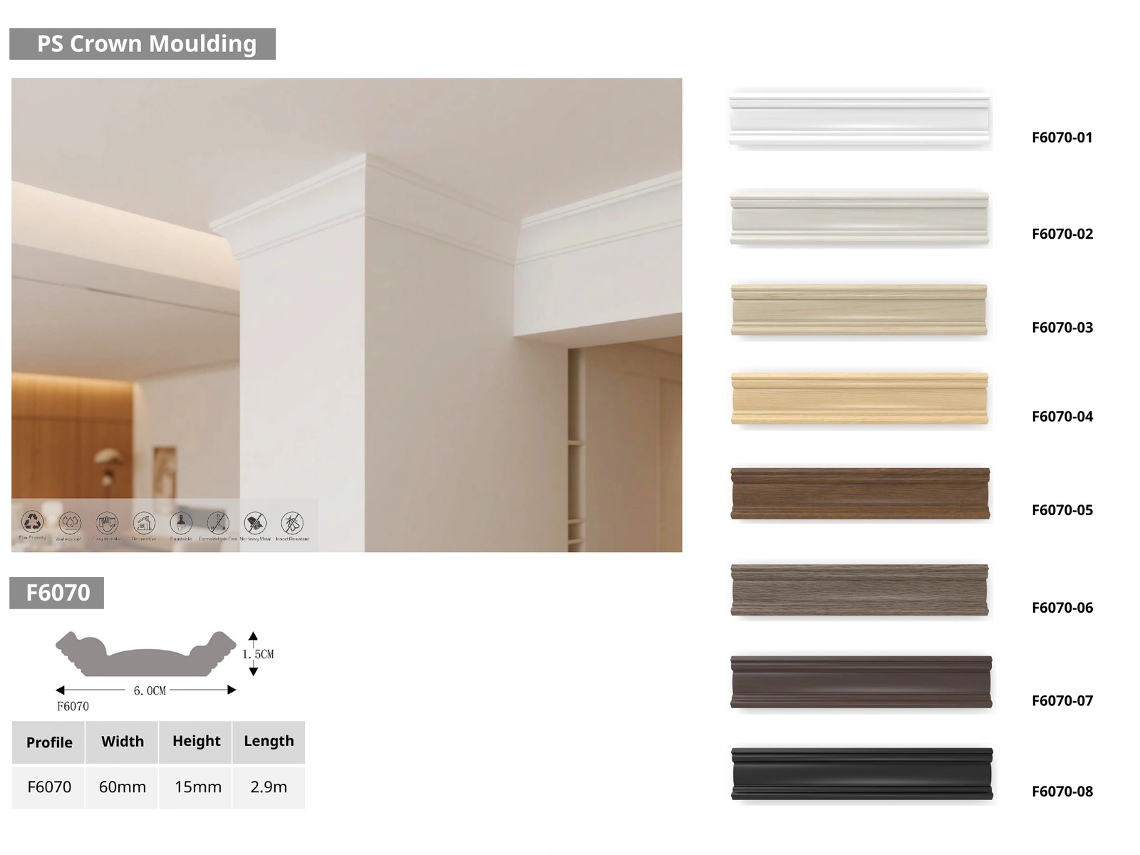 PS Crown Moulding Profile Options