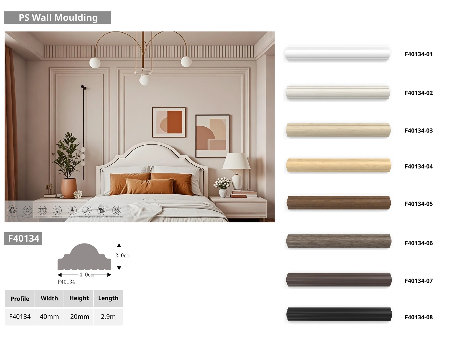 PS Wall Moulding Profile Options